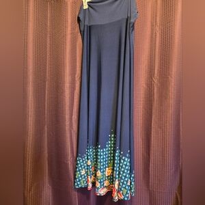 Lularoe Elegant Navy Floral Dipped Maxi 3XL